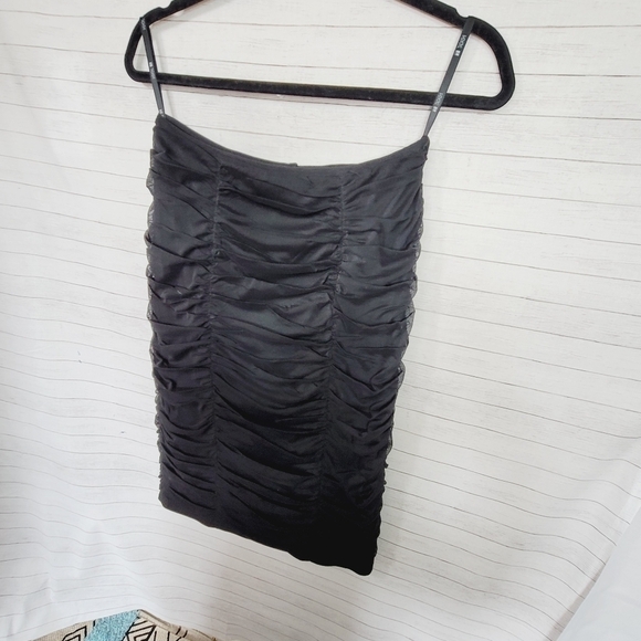 T BY TADASHI VINTAGE BLACK RUCHED STRAPLESS MINI DRESS, SZ XS - Picture 4 of 13